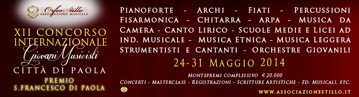 XII Concorso Internazionale Giovani Musicisti 'Città di Paola'